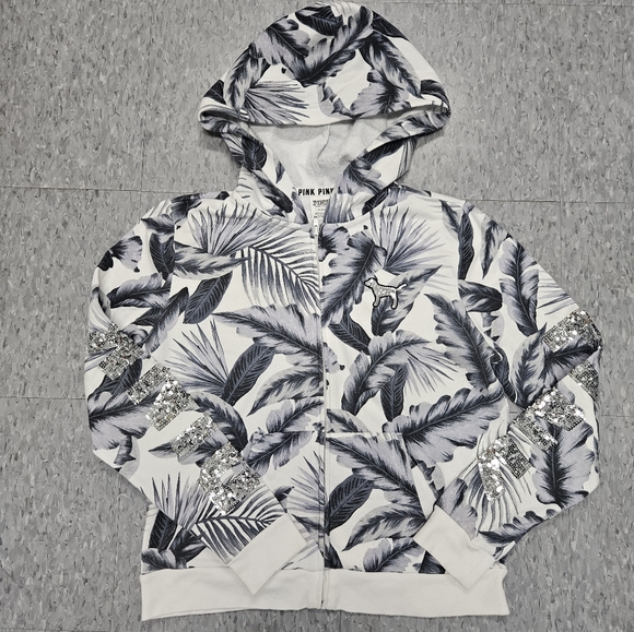 Vs pink large sequin bling palm full zip jacket - Picture 3 of 6